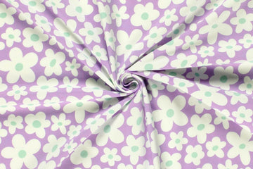 Jersey mit Blumen, lavendel, 0,5 m